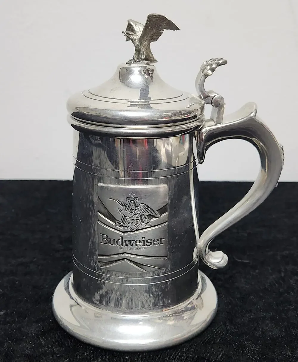 Budweiser Shirley Willamsburg Virginia Pewter Beer Stein w Lid Handmade